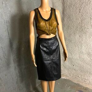 Vintage Genuine Leather Pencil Skirt, fits S